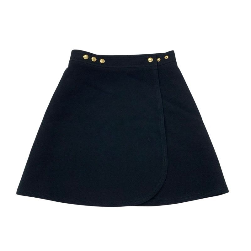 Louis Vuitton Bottoms Wool Black Gold Wrap Skirt Mini