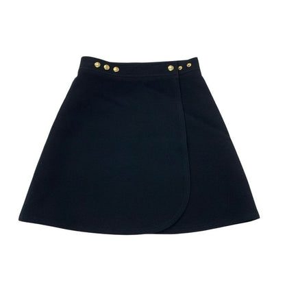 Louis Vuitton Bottoms Wool Black Gold Wrap Skirt Mini