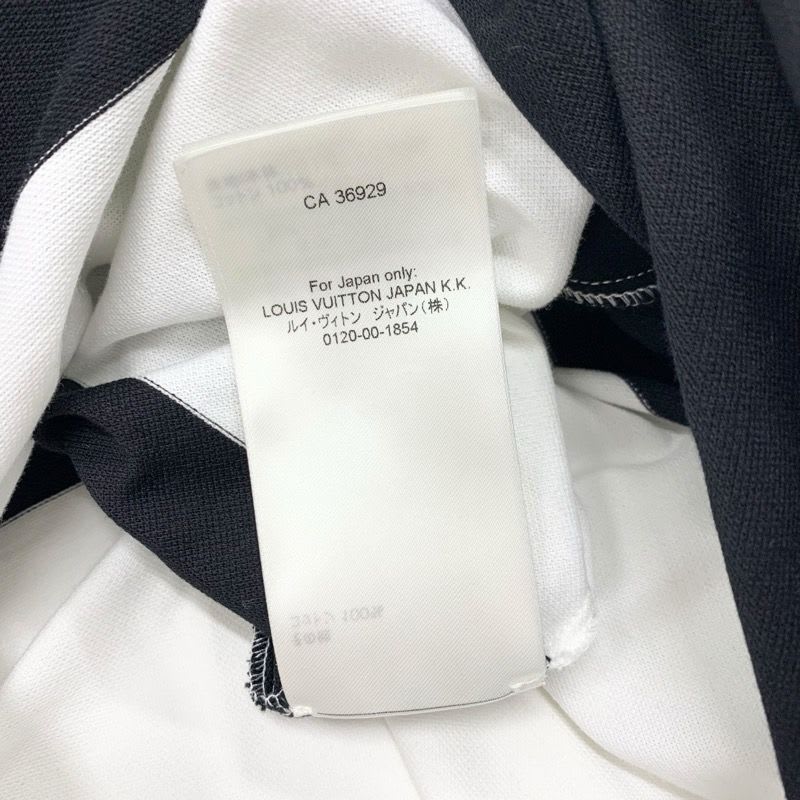 Louis Vuitton Dress Cotton Black White Border Pocket Chain