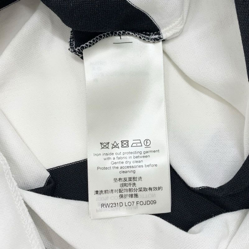 Louis Vuitton Dress Cotton Black White Border Pocket Chain