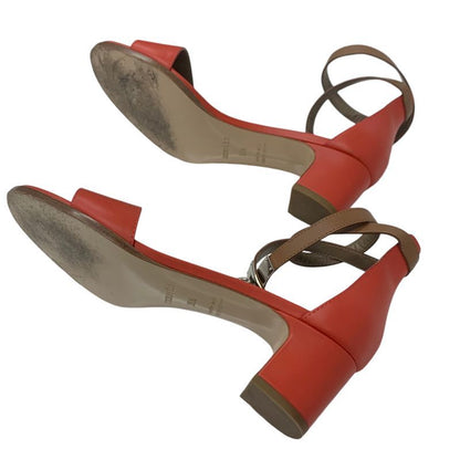 Hermes Manage Sandals Shoes Leather Red Brown Silver Kelly Hardware Strap