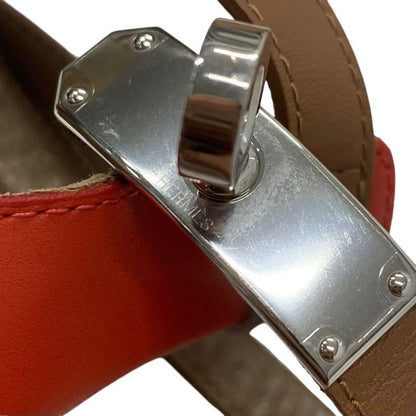 Hermes Manage Sandals Shoes Leather Red Brown Silver Kelly Hardware Strap