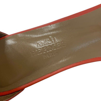 Hermes Manage Sandals Shoes Leather Red Brown Silver Kelly Hardware Strap