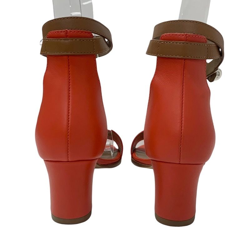 Hermes Manage Sandals Shoes Leather Red Brown Silver Kelly Hardware Strap