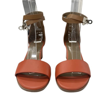 Hermes Manage Sandals Shoes Leather Red Brown Silver Kelly Hardware Strap