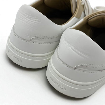 Hermes Day Sneakers Shoes Leather Beige White Pink Gold Kelly Hardware