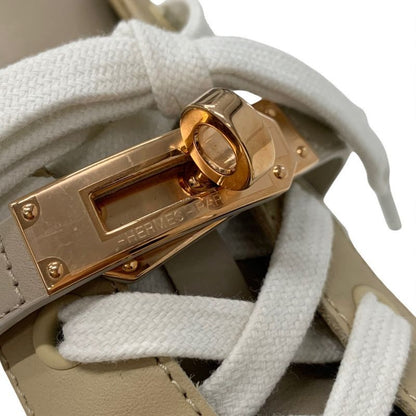 Hermes Day Sneakers Shoes Leather Beige White Pink Gold Kelly Hardware