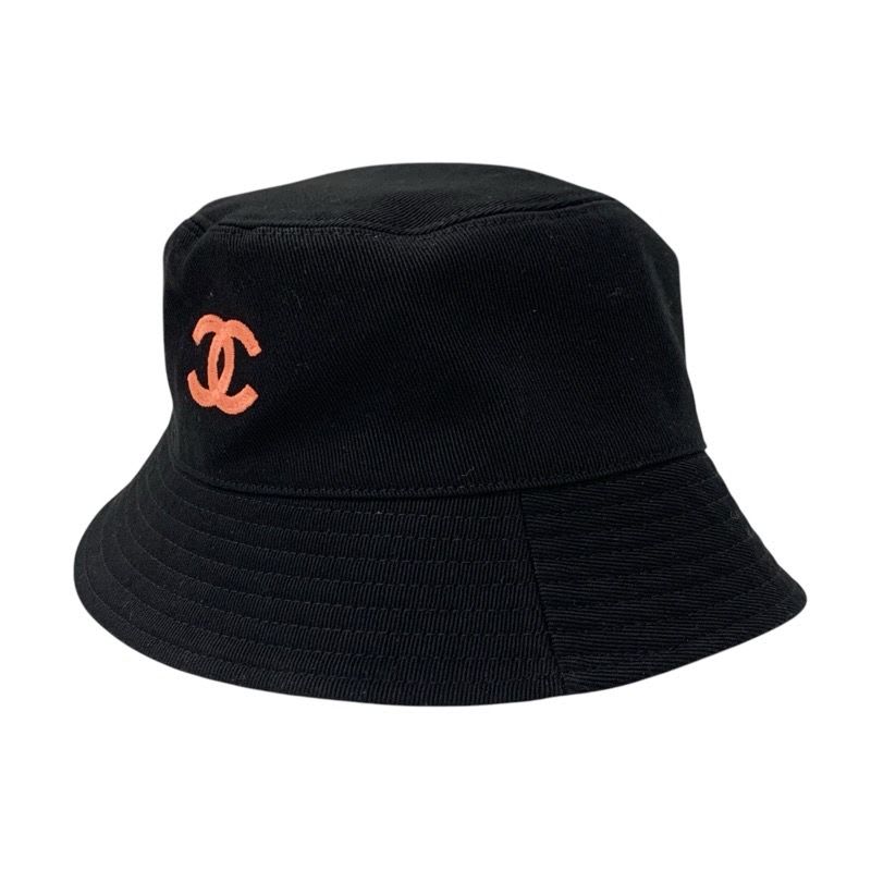 Chanel Hat Cotton Black Multicolor Coco Mark Bucket Reversible
