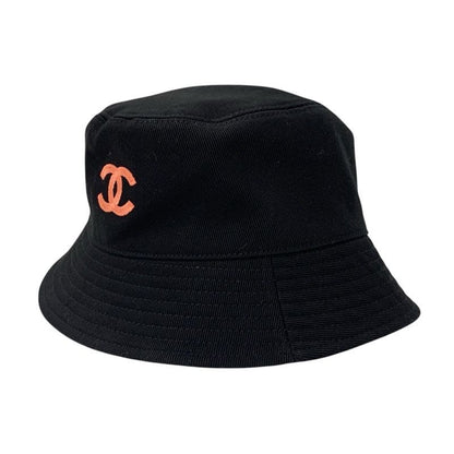 Chanel Hat Cotton Black Multicolor Coco Mark Bucket Reversible