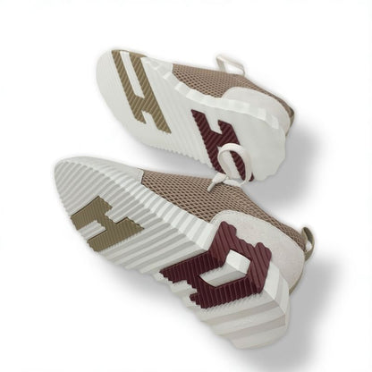 Hermes Bouncing Sneakers Shoes Suede Fabric Beige Gray Unused Mesh