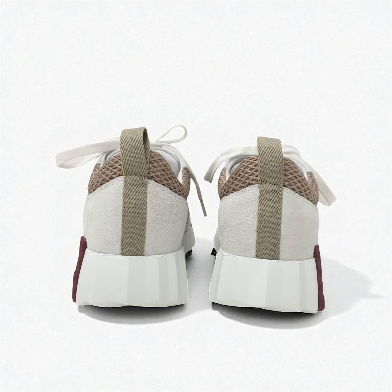 Hermes Bouncing Sneakers Shoes Suede Fabric Beige Gray Unused Mesh