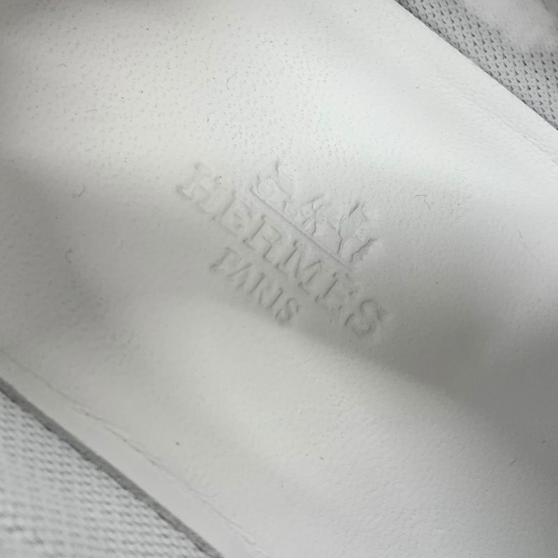 Hermes Bouncing Sneakers Shoes Suede Fabric Beige Gray Unused Mesh