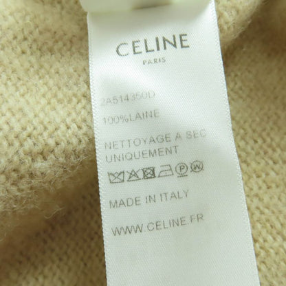 Celine 2a514350d 100% Wool Turtleneck Long Sleeve Knit Top Beige M Made In