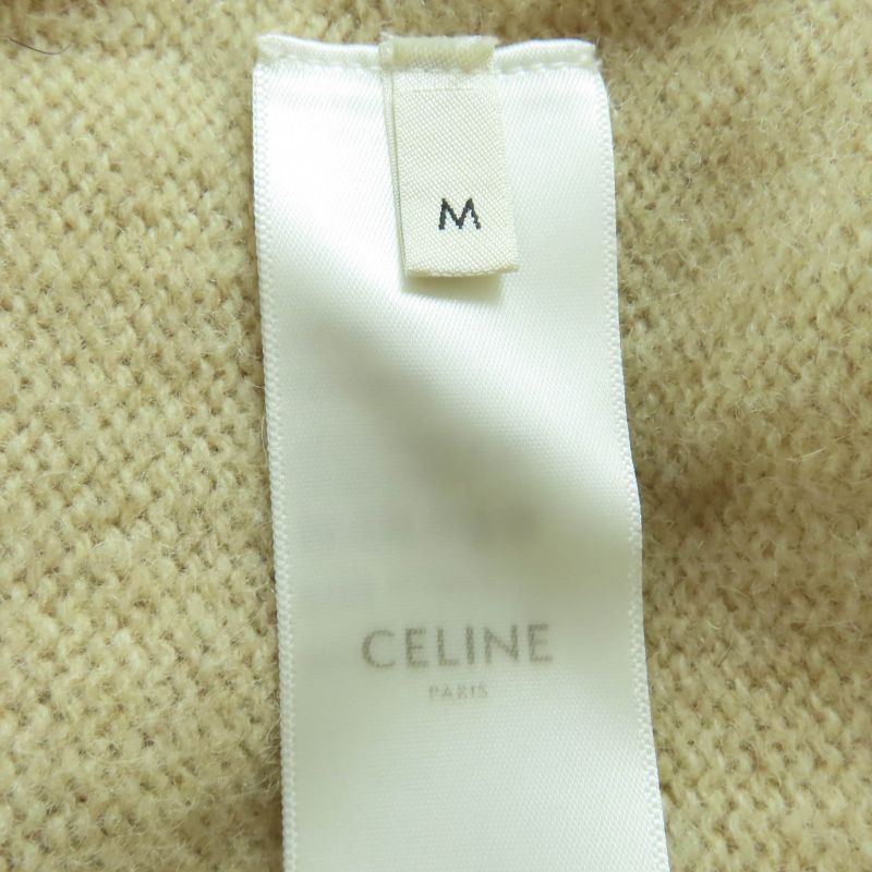 Celine 2a514350d 100% Wool Turtleneck Long Sleeve Knit Top Beige M Made In