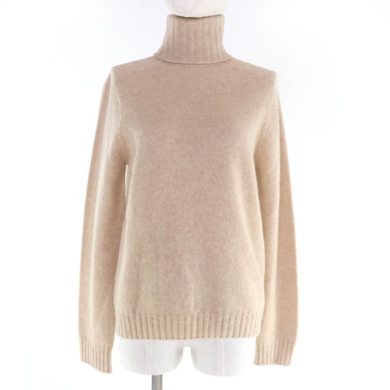 Celine 2a514350d 100% Wool Turtleneck Long Sleeve Knit Top Beige M Made In