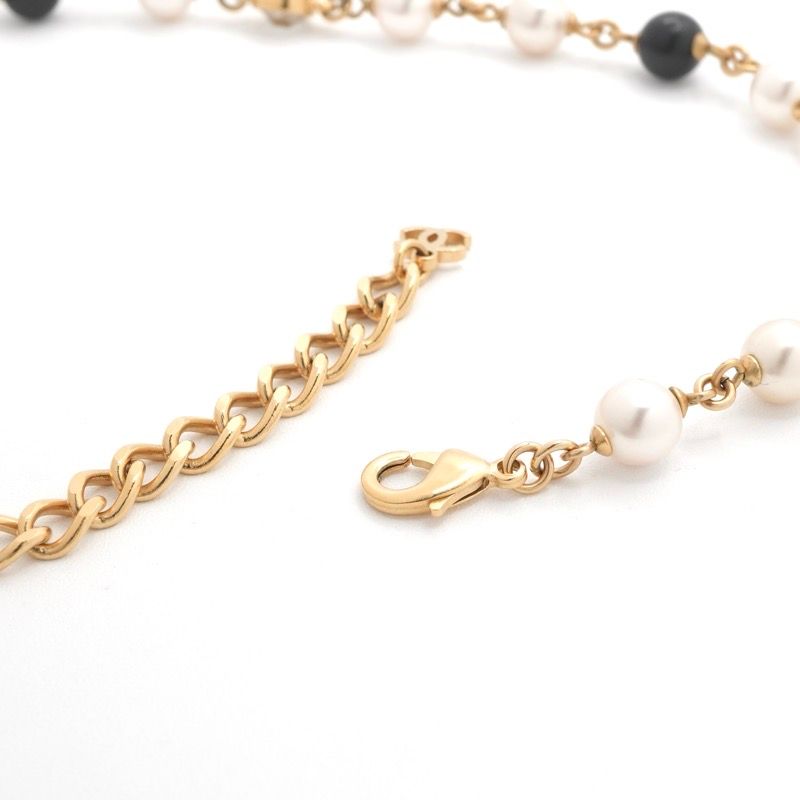 Chanel Necklace Pendant Choker Gold Black Coco Mark Rhinestone