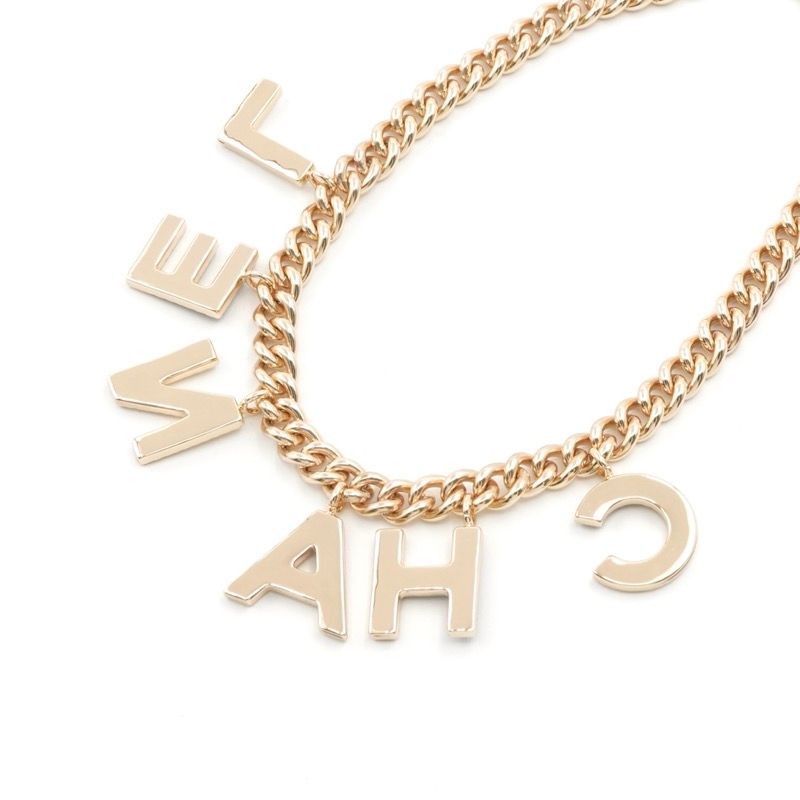 Chanel Necklace Pendant Choker Gold Black White Logo