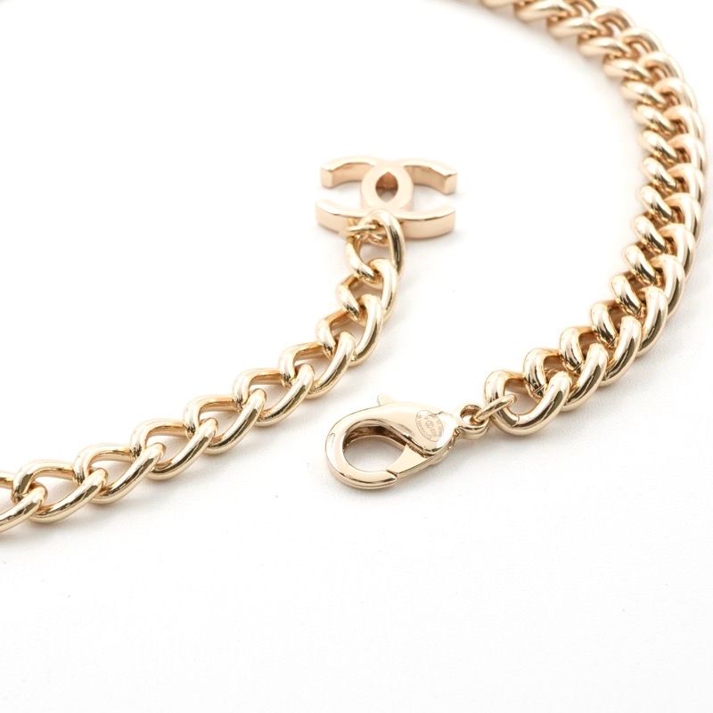 Chanel Necklace Pendant Choker Gold Black White Logo
