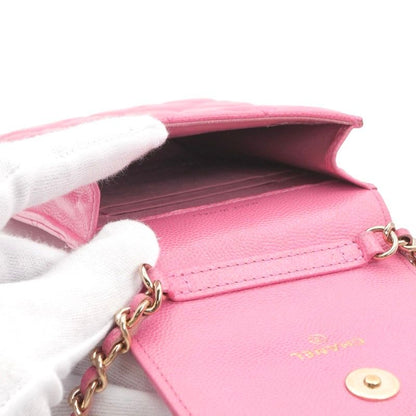 Chanel Bag Shoulder Pink Gold Quilted Phone Pouch Airpods Case