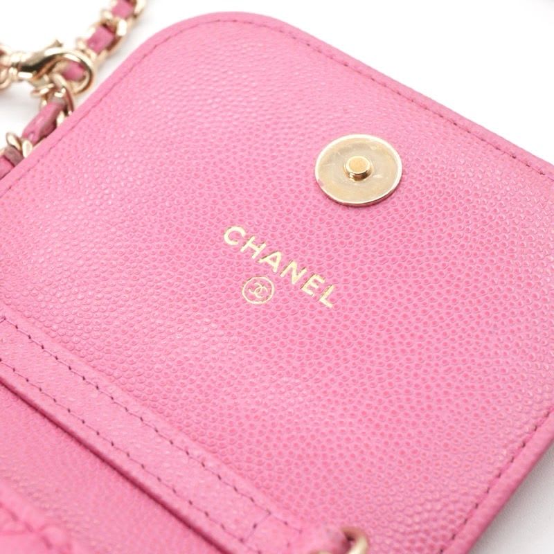 Chanel Bag Shoulder Pink Gold Quilted Phone Pouch Airpods Case