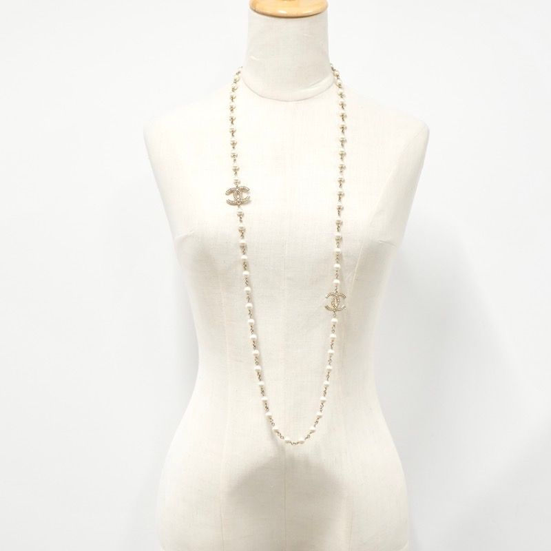 Chanel Necklace Pendant Choker Gold Coco Mark Long Necklace