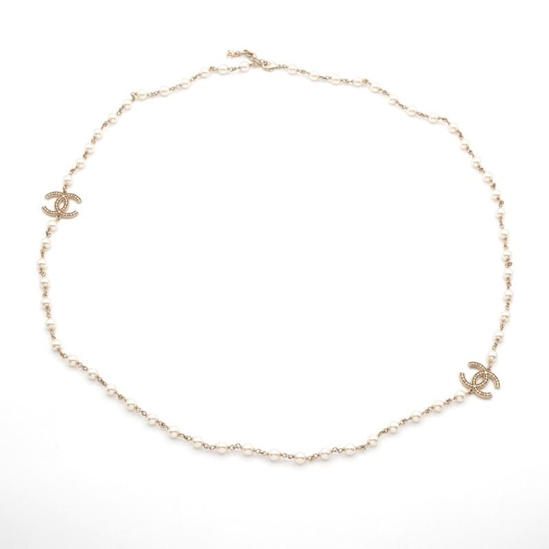 Chanel Necklace Pendant Choker Gold Coco Mark Long Necklace