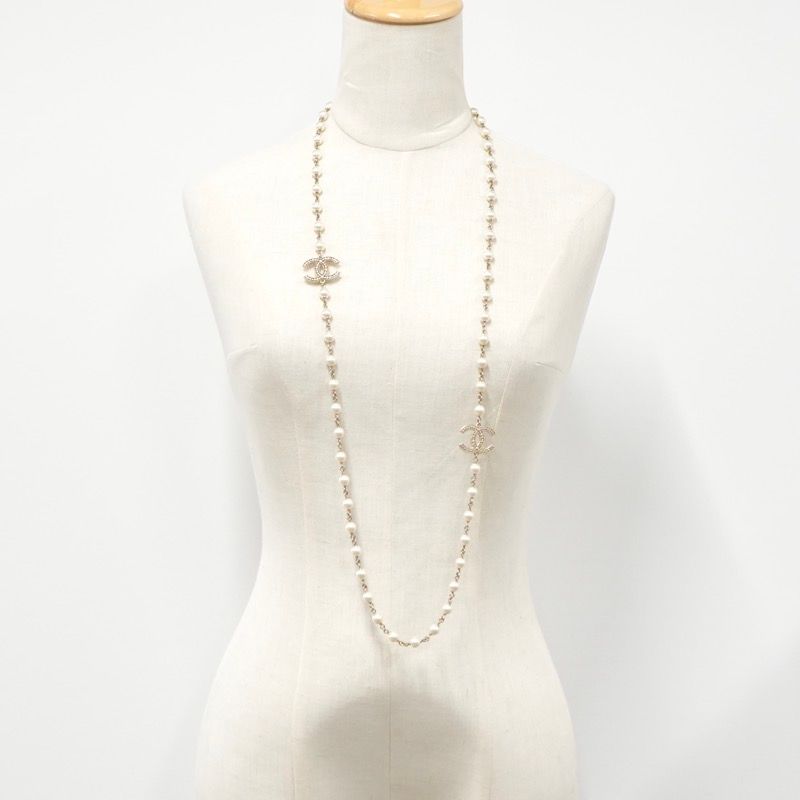 Chanel Necklace Pendant Choker Gold Coco Mark Long Necklace