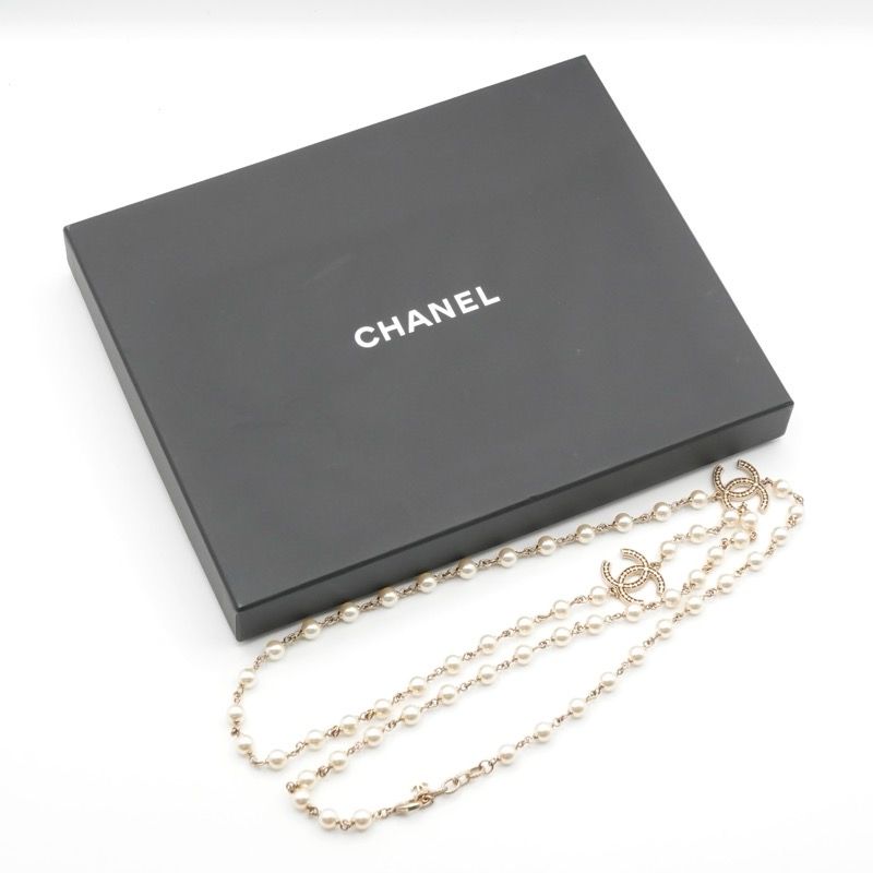 Chanel Necklace Pendant Choker Gold Coco Mark Long Necklace