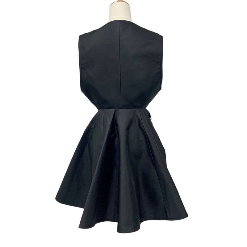Louis Vuitton Dress Silk Black Boxy Button Front Jewel Sleeveless