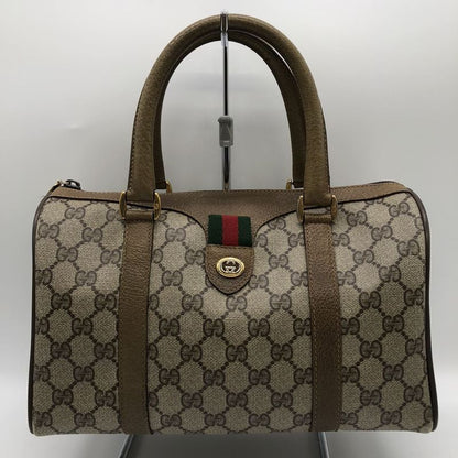 Gucci 116 02 Boston Bag Handbag GG Supreme Sherry PVC Brown Old Gucci Vintage
