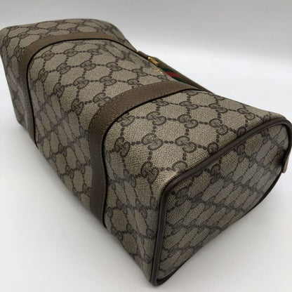 Gucci 116 02 Boston Bag Handbag GG Supreme Sherry PVC Brown Old Gucci Vintage