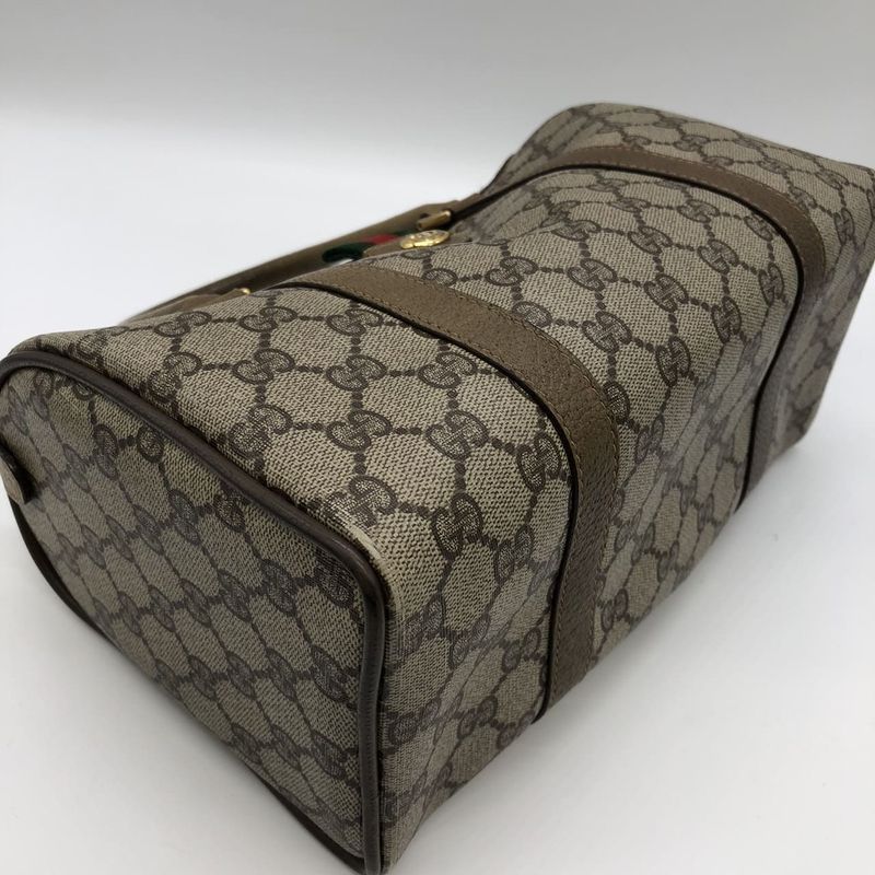 Gucci 116 02 Boston Bag Handbag GG Supreme Sherry PVC Brown Old Gucci Vintage
