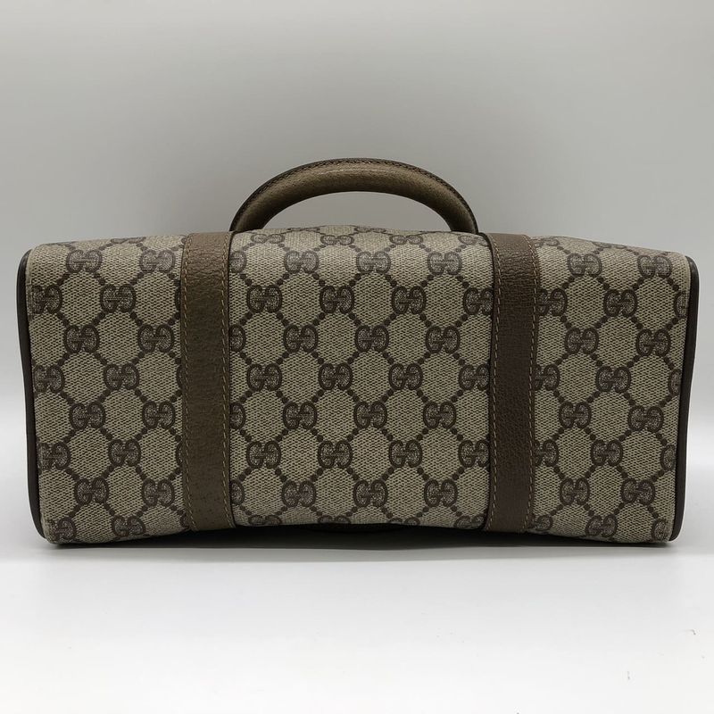 Gucci 116 02 Boston Bag Handbag GG Supreme Sherry PVC Brown Old Gucci Vintage