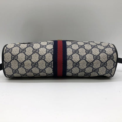 Gucci 010 378 Shoulder Bag GG Supreme Sherry Leather Navy Old Gucci Women Men