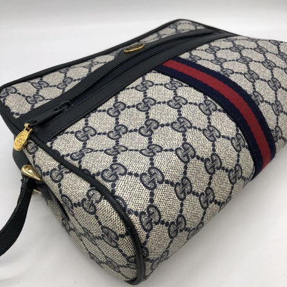 Gucci 010 378 Shoulder Bag GG Supreme Sherry Leather Navy Old Gucci Women Men