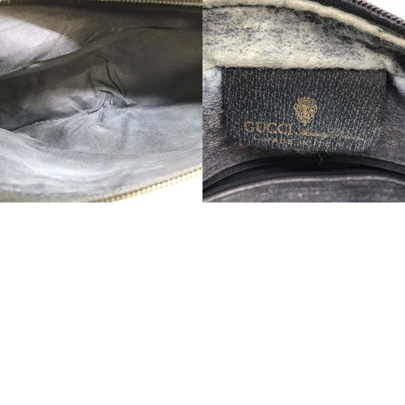 Gucci 010 378 Shoulder Bag GG Supreme Sherry Leather Navy Old Gucci Women Men