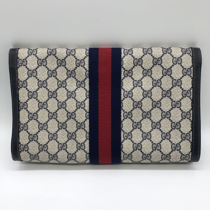 Gucci Clutch Bag Second Bag Pouch GG Supreme Sherry Navy Ladies Men's Old Gucci