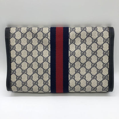 Gucci Clutch Bag Second Bag Pouch GG Supreme Sherry Navy Ladies Men's Old Gucci