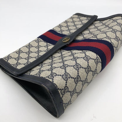 Gucci Clutch Bag Second Bag Pouch GG Supreme Sherry Navy Ladies Men's Old Gucci