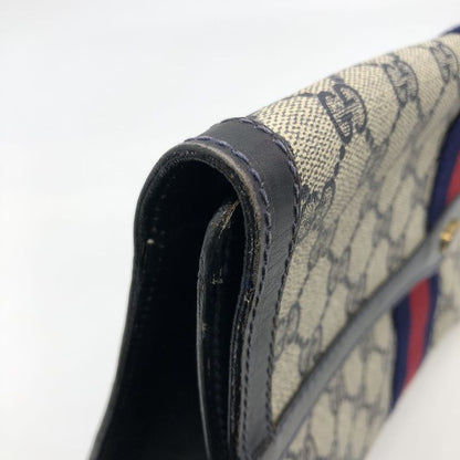Gucci Clutch Bag Second Bag Pouch GG Supreme Sherry Navy Ladies Men's Old Gucci