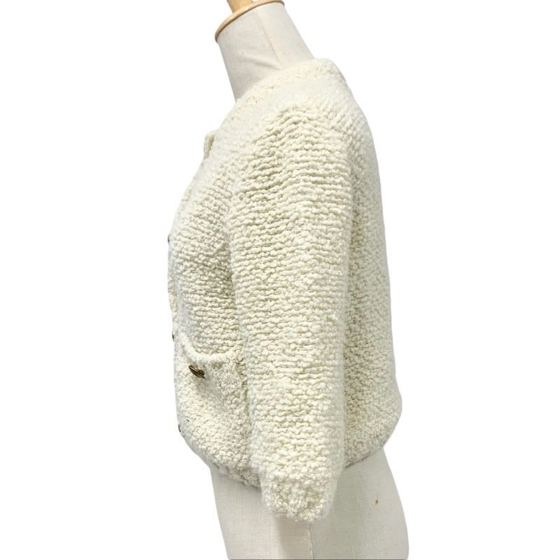 Prada Top White Gold Bou Cles Mohair Cardigan Logo Knit