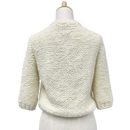 Prada Top White Gold Bou Cles Mohair Cardigan Logo Knit