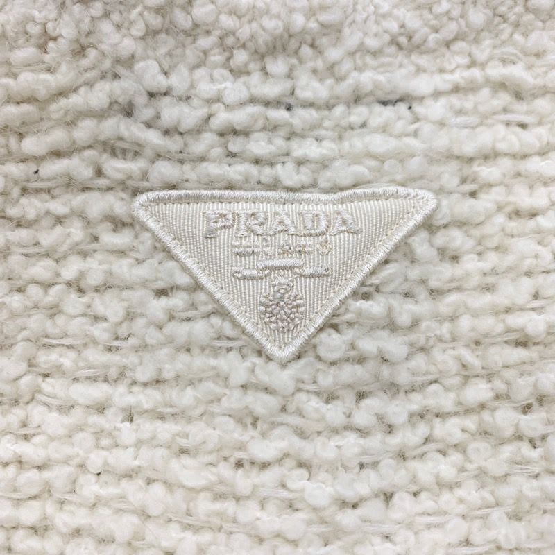 Prada Top White Gold Bou Cles Mohair Cardigan Logo Knit