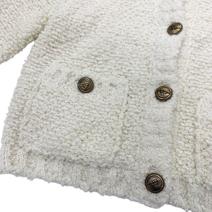 Prada Top White Gold Bou Cles Mohair Cardigan Logo Knit