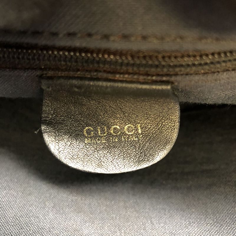 Gucci 000 1186 Bamboo Handbag Leather Black Old Gucci Vintage Women Men Fashion