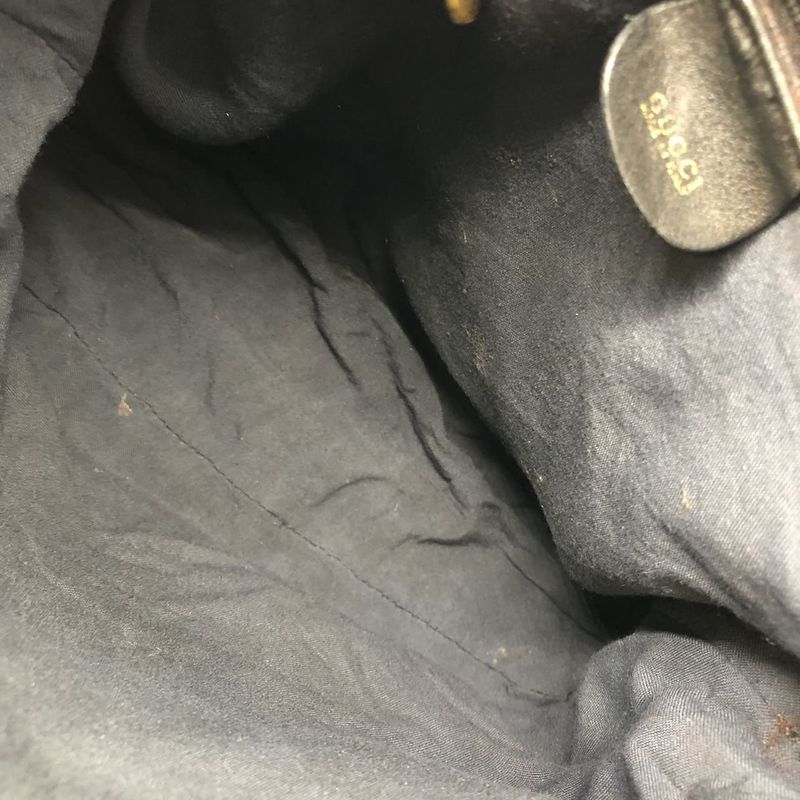 Gucci 000 1186 Bamboo Handbag Leather Black Old Gucci Vintage Women Men Fashion