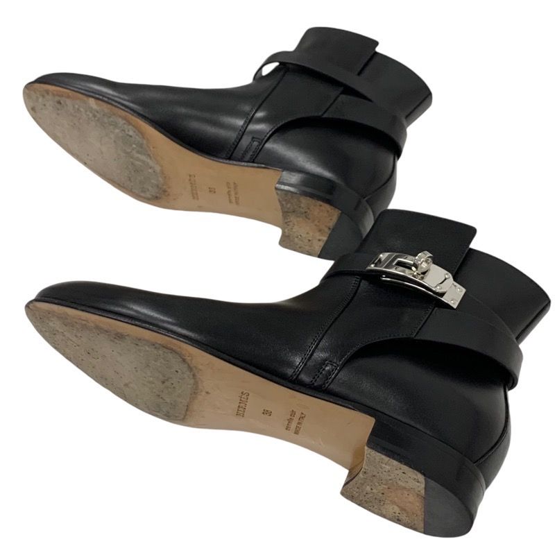 Hermes Neo Boots Short Boots Shoes Leather Black Silver Kelly Hardware