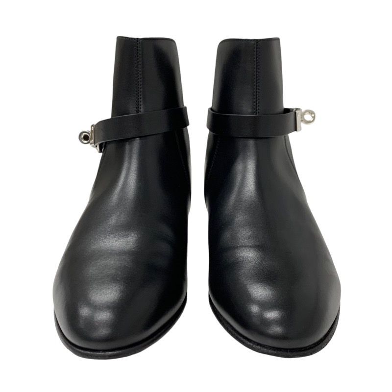 Hermes Neo Boots Short Boots Shoes Leather Black Silver Kelly Hardware
