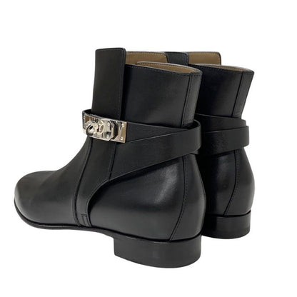 Hermes Neo Boots Short Boots Shoes Leather Black Silver Kelly Hardware