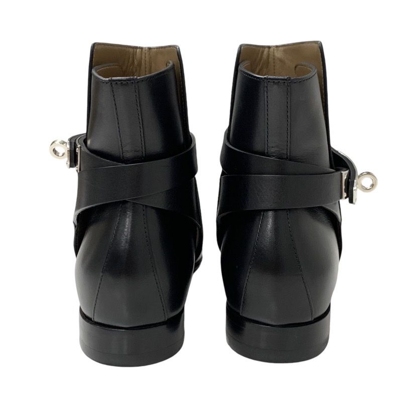 Hermes Neo Boots Short Boots Shoes Leather Black Silver Kelly Hardware